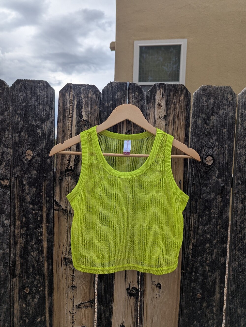 Neon Lime Cropped Mesh Tank Top